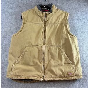 Dickies Vest Mens Brown Duck Canvas Sherpa Lined Full Zip Utility Workwear Large